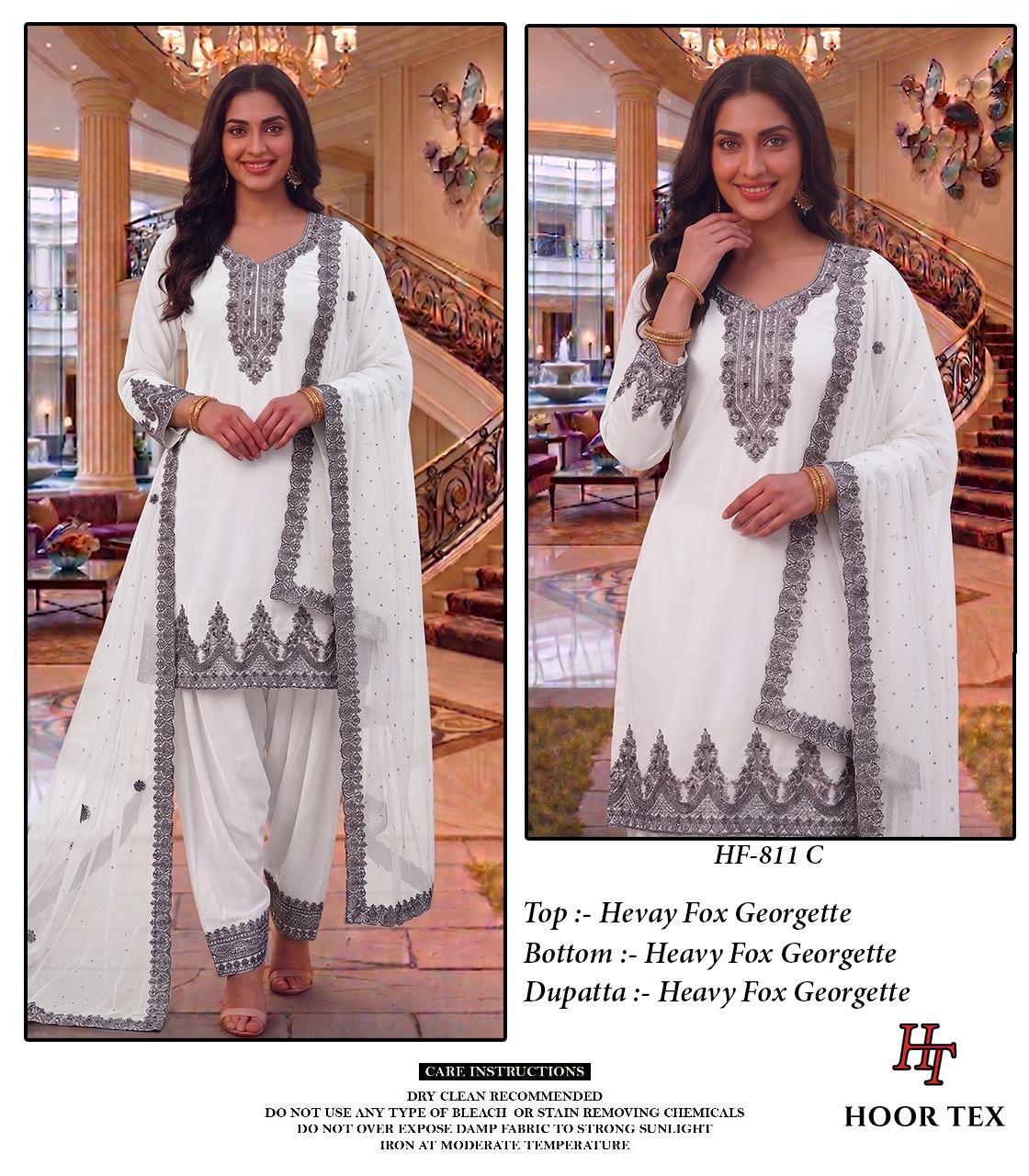 Hoor Tex 811 A To D Fox Georgette Emrboidered Salwar Kameez Collection
