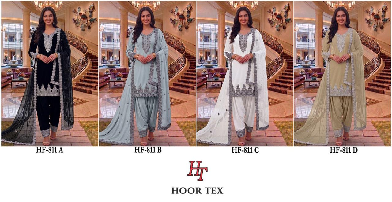 Hoor Tex 811 A To D Fox Georgette Emrboidered Salwar Kameez Collection