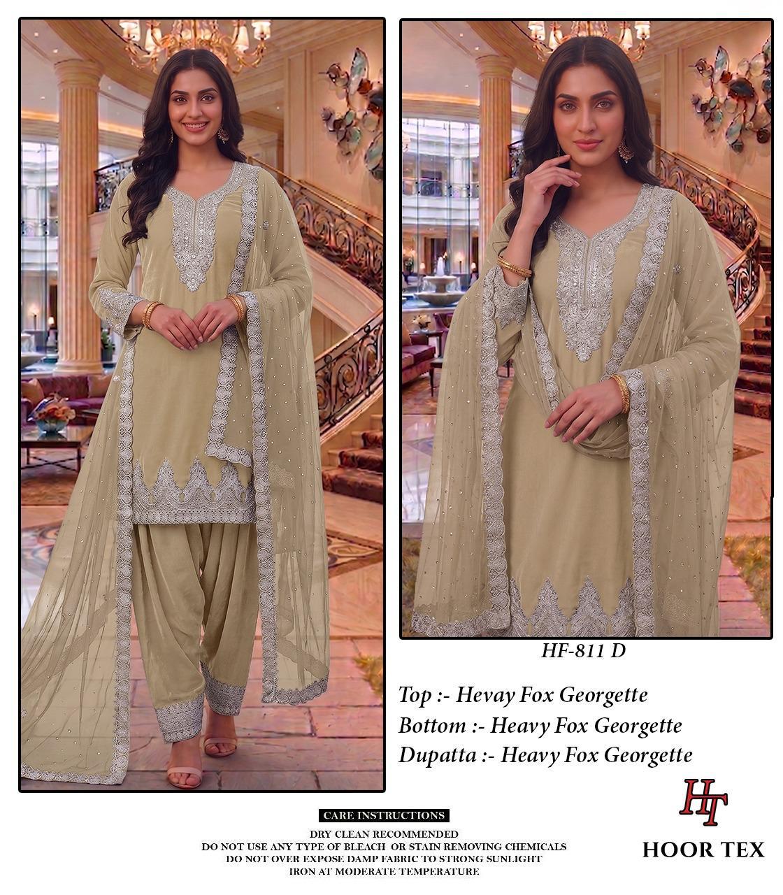Hoor Tex 811 A To D Fox Georgette Emrboidered Salwar Kameez Collection