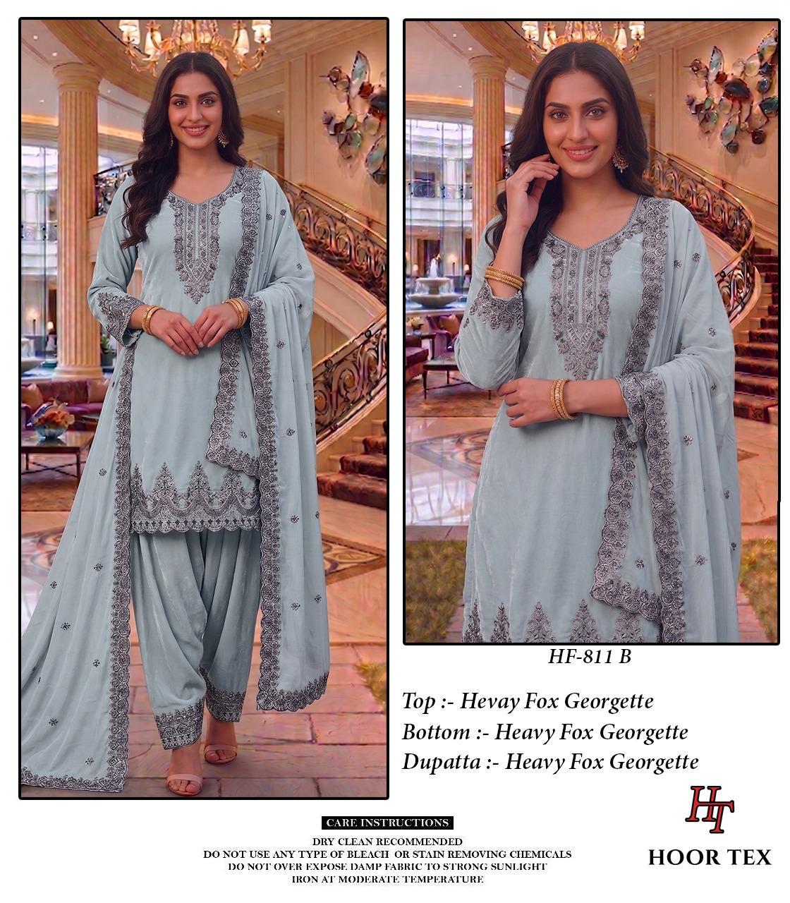 Hoor Tex 811 A To D Fox Georgette Emrboidered Salwar Kameez Collection