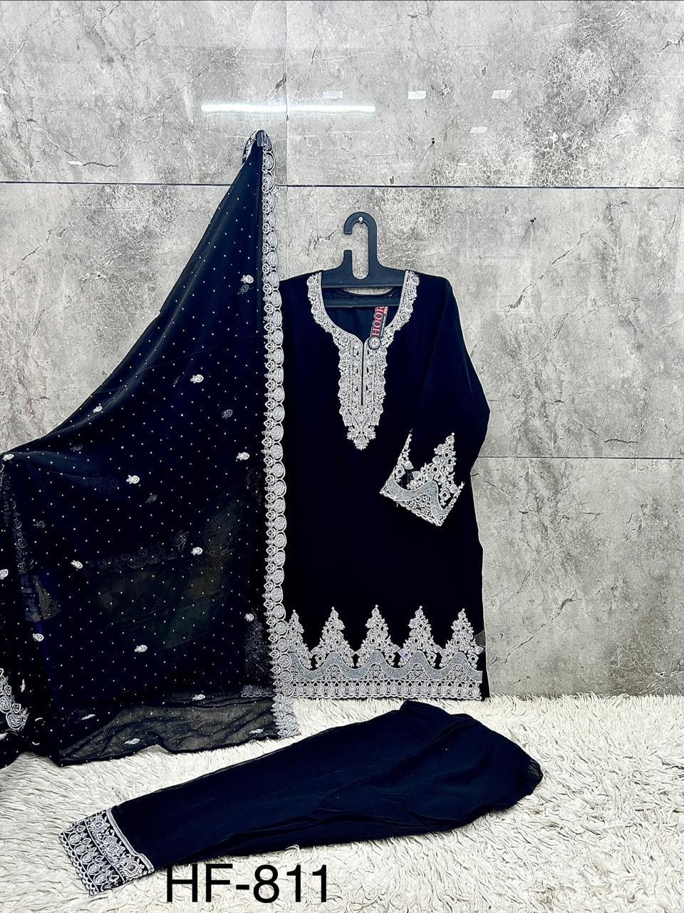 Hoor Tex 811 A To D Fox Georgette Emrboidered Salwar Kameez Collection