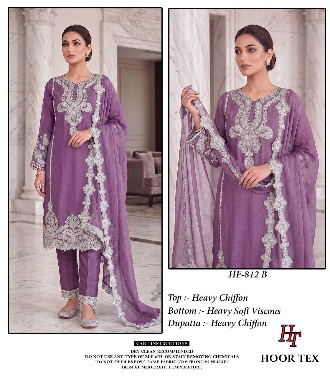 Hoor Tex 812 A To D Chiffon Embroidered Salwar Kameez Collection