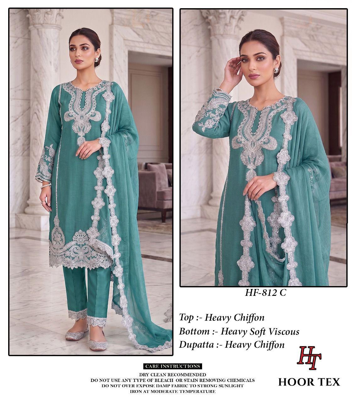 Hoor Tex 812 A To D Chiffon Embroidered Salwar Kameez Collection