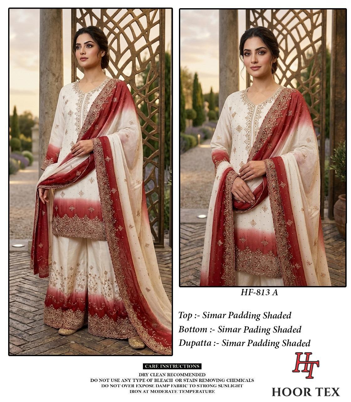 Hoor Tex 813 A To D Simar Padding Shaded Salwar Kameez Full Catalog available at wholesale rate.