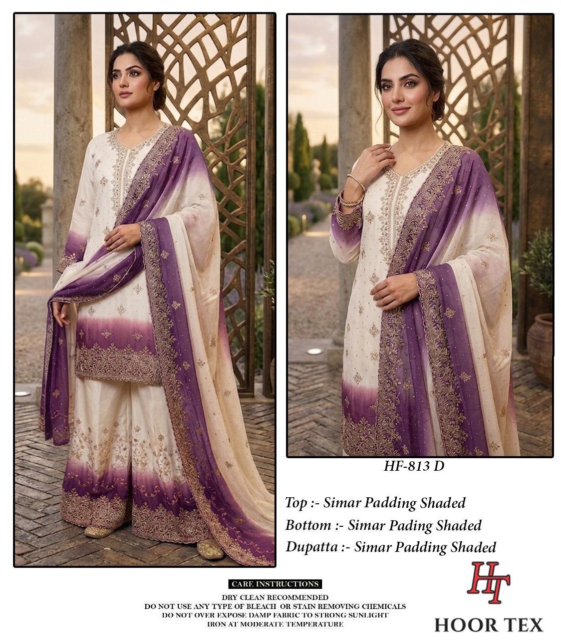 Hoor Tex 813 A To D Simar Padding Shaded Salwar Kameez Full Catalog available at wholesale rate.