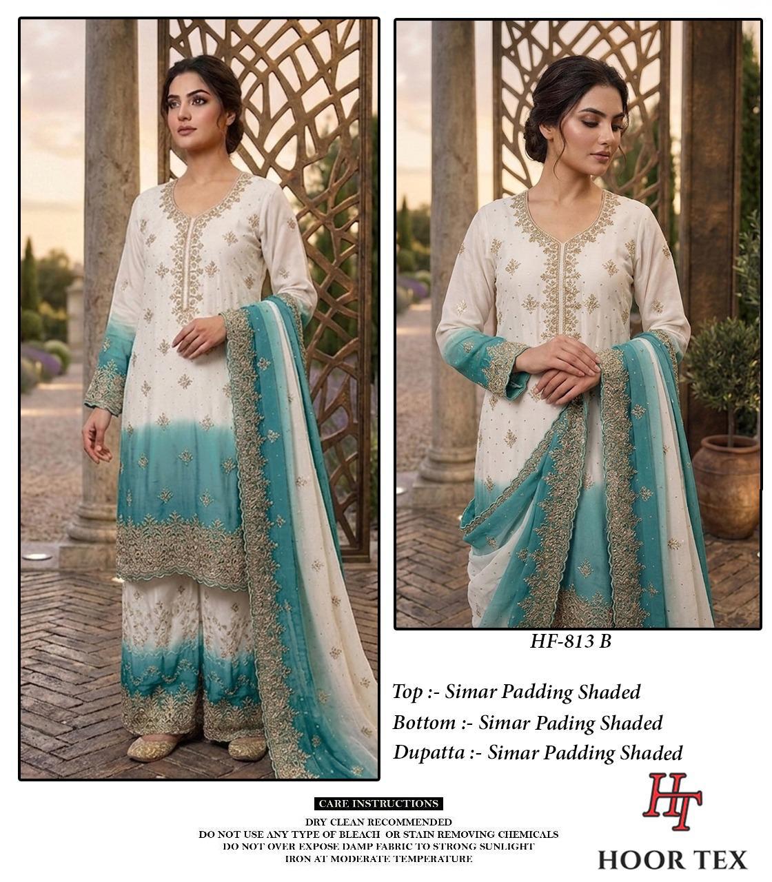 Hoor Tex 813 A To D Simar Padding Shaded Salwar Kameez Full Catalog available at wholesale rate.
