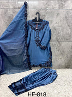 Hoor Tex 818 A To D Readymade Satin Embroidered Salwar Kameez