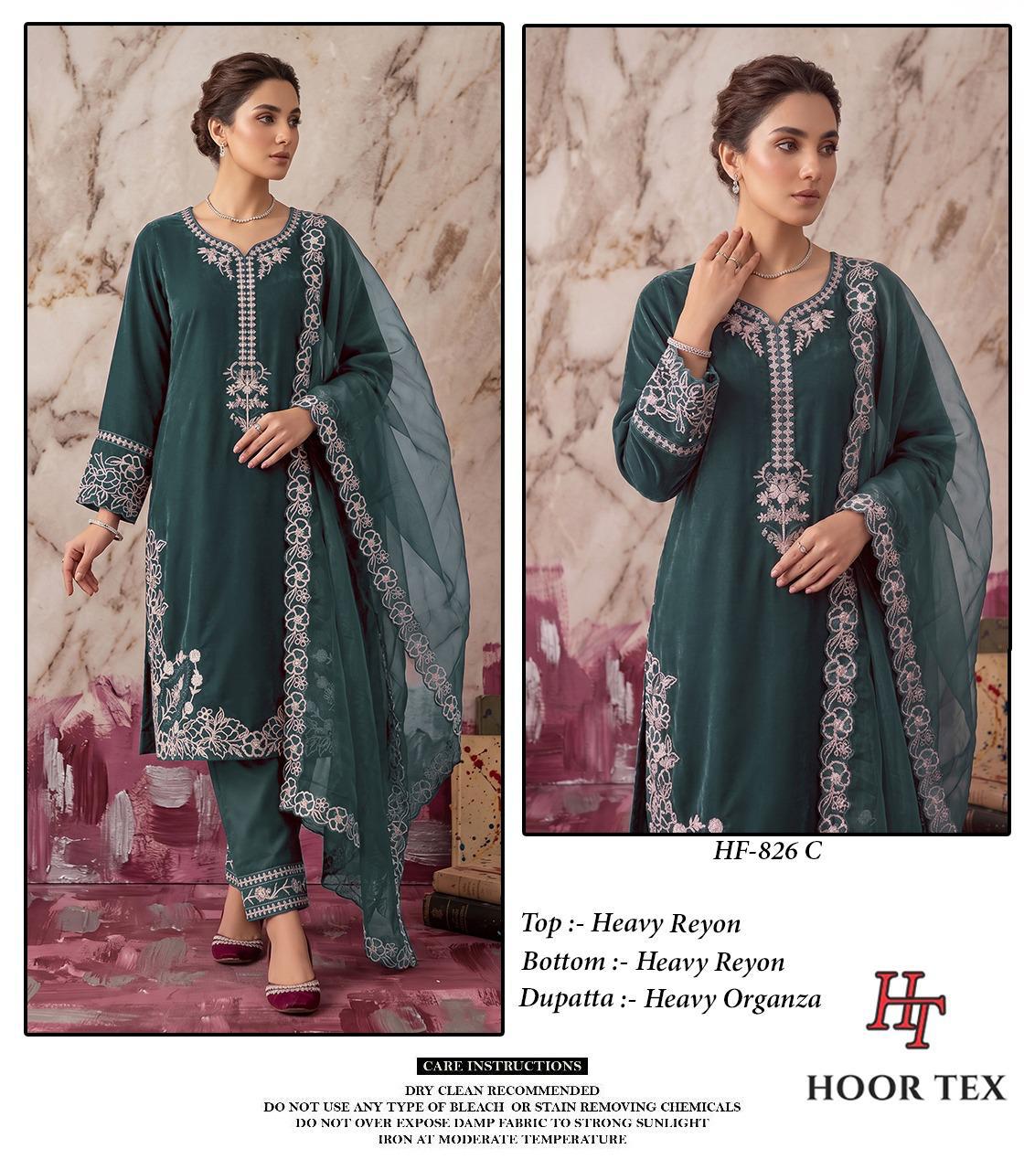 Hoor Tex 826 A To D Heavy Rayon Pakistani Salwar Suit Collection