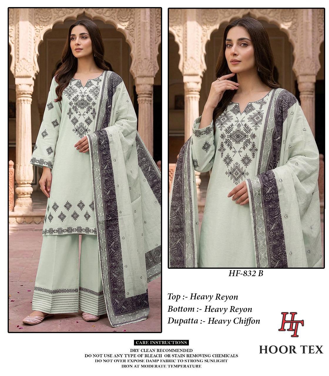 Hoor Tex 832 A To D Rayon Embroidered Salwar Kameez