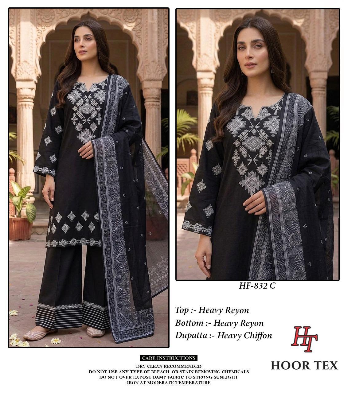 Hoor Tex 832 A To D Rayon Embroidered Salwar Kameez