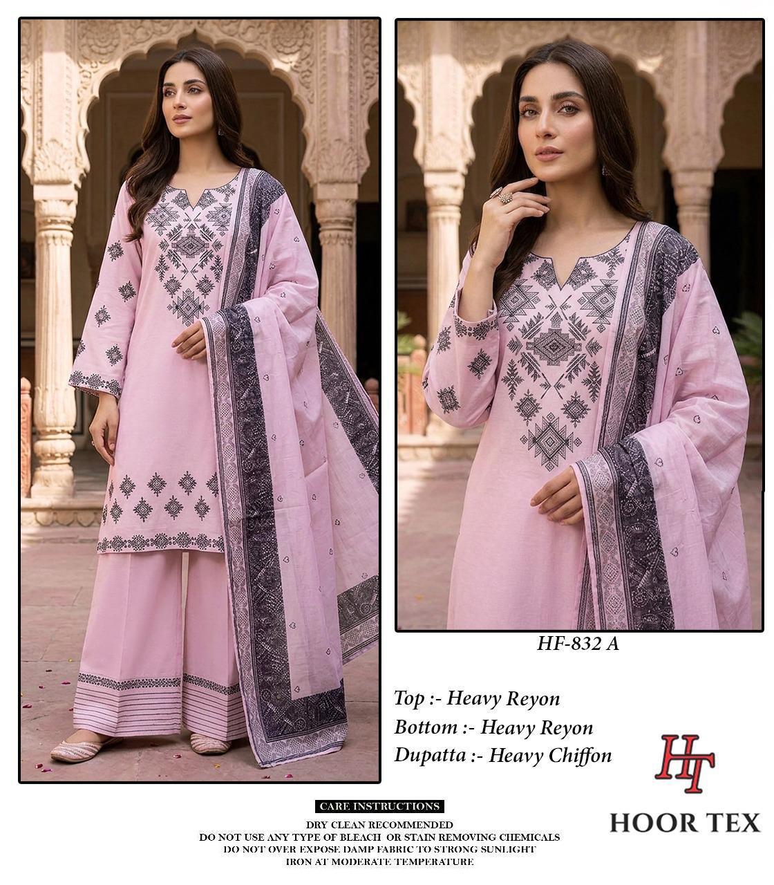 Hoor Tex 832 A To D Rayon Embroidered Salwar Kameez