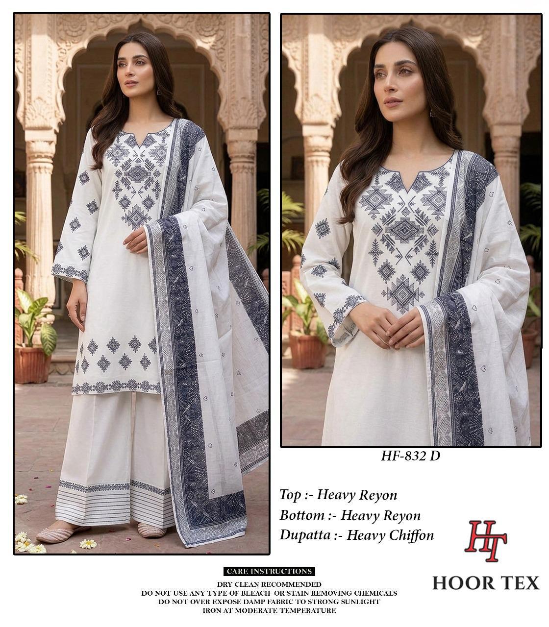 Hoor Tex 832 A To D Rayon Embroidered Salwar Kameez
