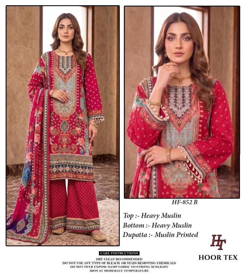 Hoor Tex 834 And 852 Muslin Digital Printed Salwar Kameez