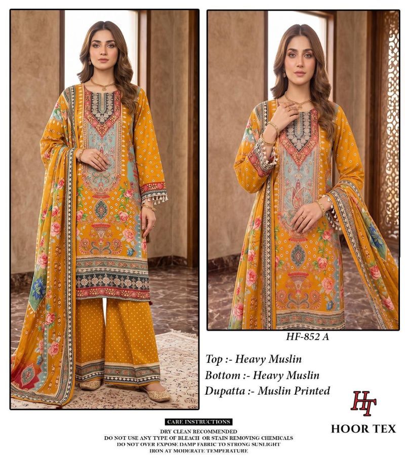 Hoor Tex 834 And 852 Muslin Digital Printed Salwar Kameez