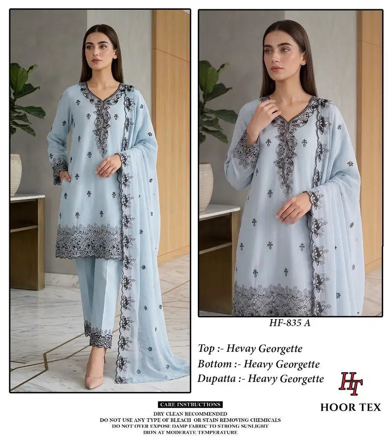 Hoor Tex 835 A To D Georgette Embroidered Salwar Kameez Collection
