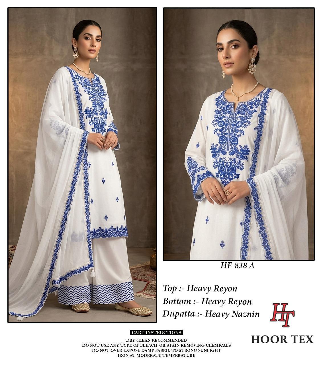 Hoor Tex 838 A To D Rayon Embroidered Salwar Kameez