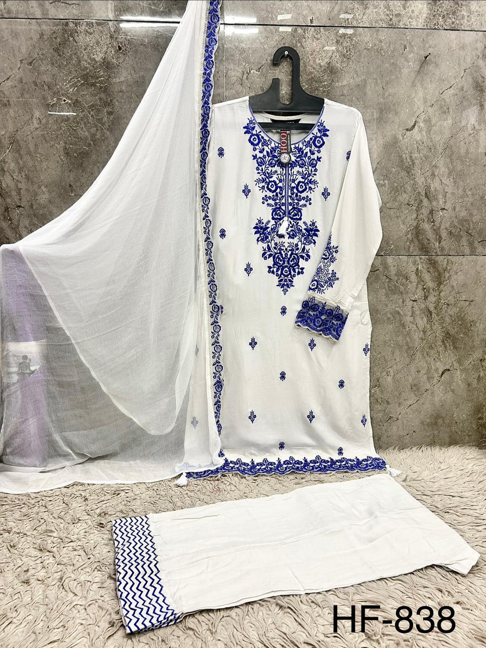 Hoor Tex 838 A To D Rayon Embroidered Salwar Kameez
