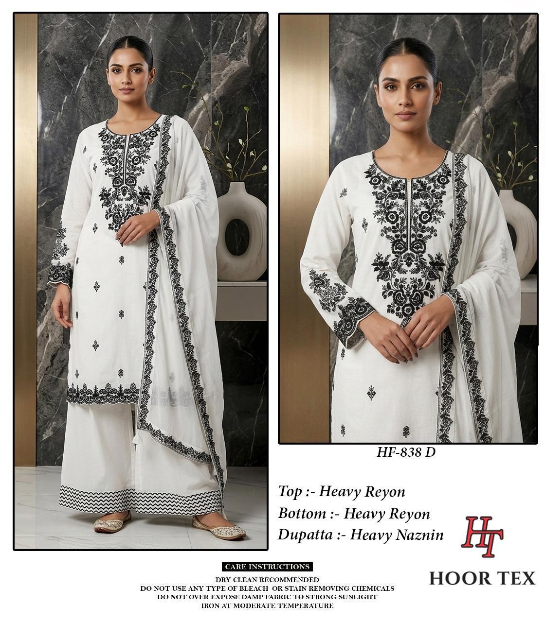 Hoor Tex 838 A To D Rayon Embroidered Salwar Kameez