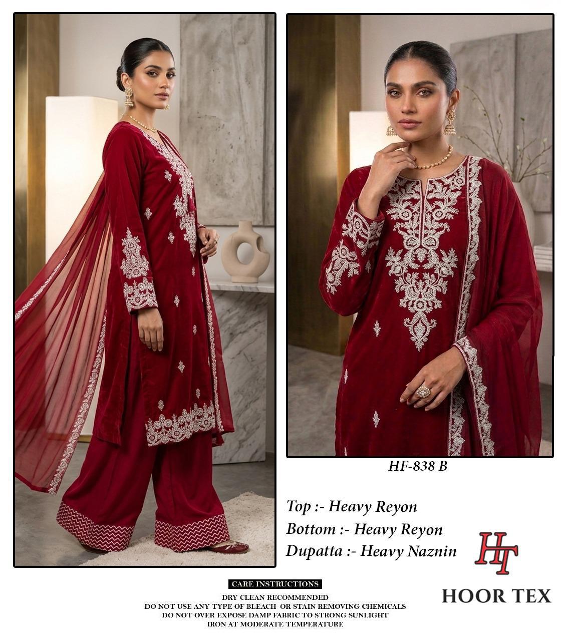 Hoor Tex 838 A To D Rayon Embroidered Salwar Kameez