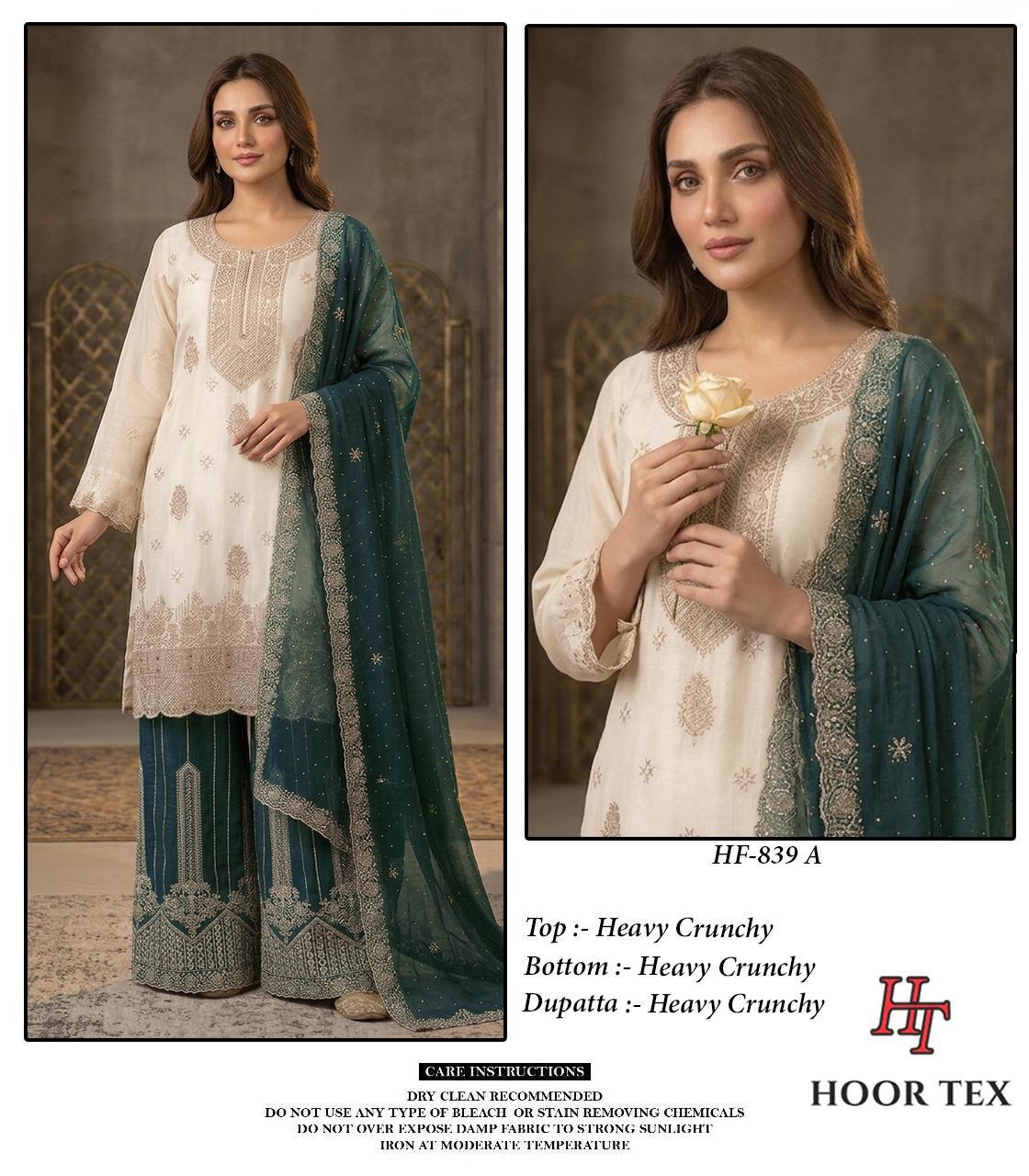 Hoor Tex 839 A To D Crunchy Embroidered Salwar Kameez