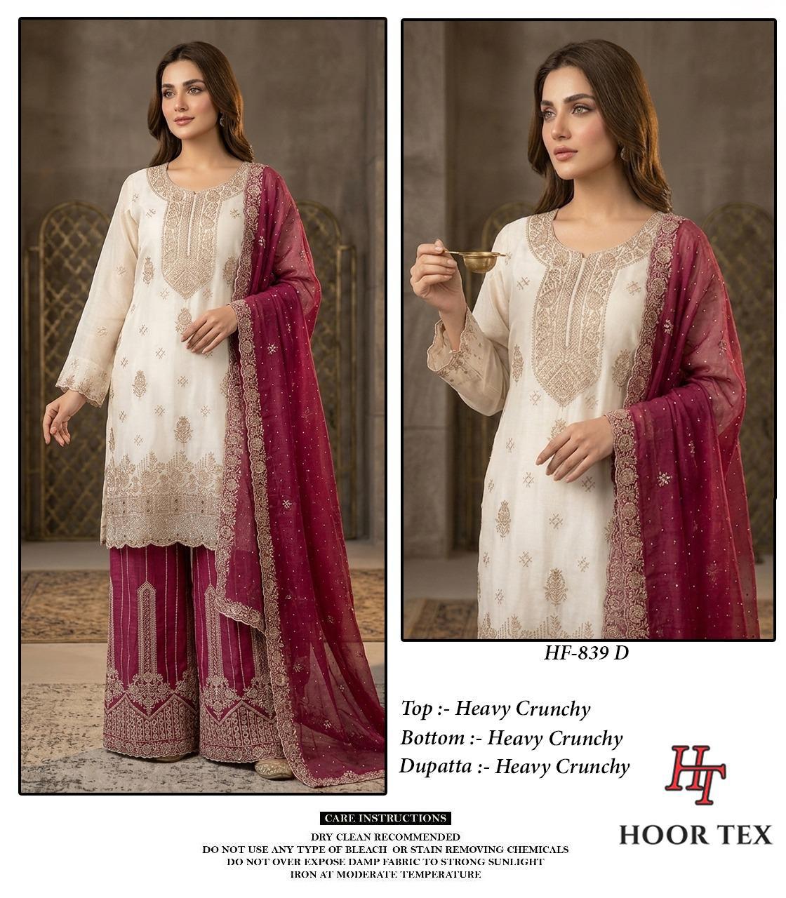 Hoor Tex 839 A To D Crunchy Embroidered Salwar Kameez