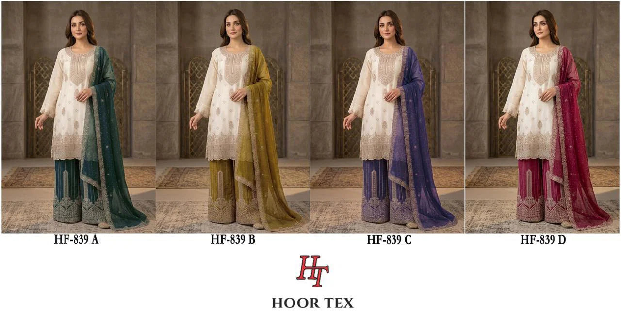 Hoor Tex 839 A To D Crunchy Embroidered Salwar Kameez