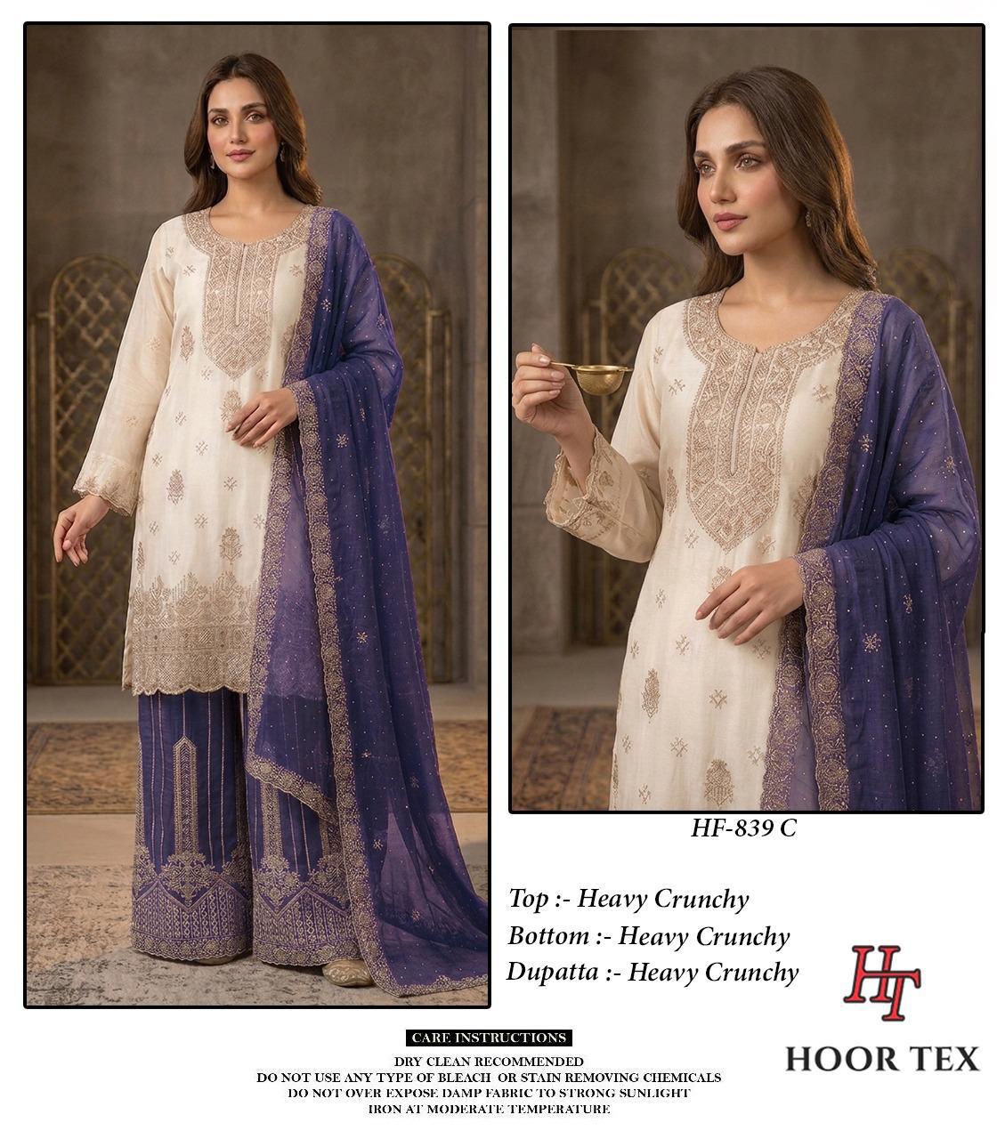 Hoor Tex 839 A To D Crunchy Embroidered Salwar Kameez
