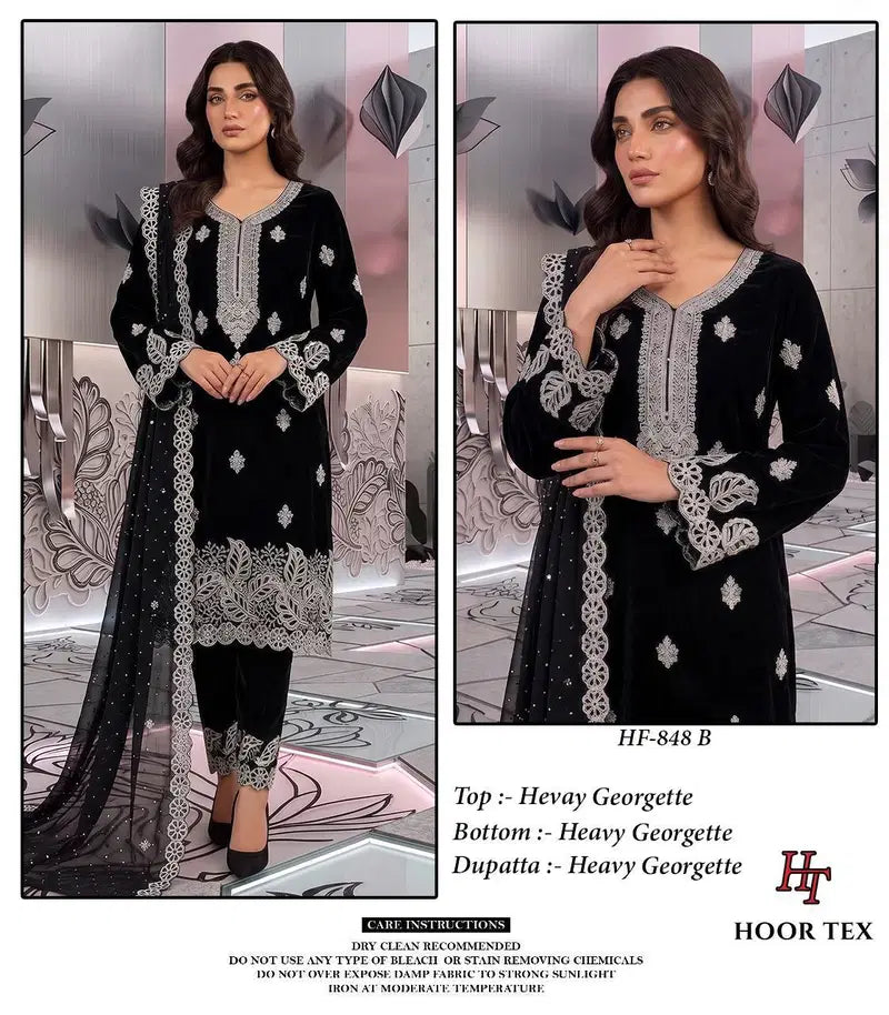 Hoor Tex 848 A To D Georgette Embroidered Salwar Kameez