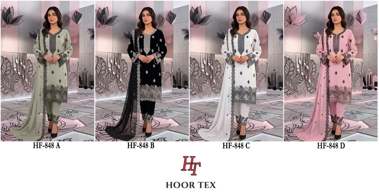 Hoor Tex 848 A To D Georgette Embroidered Salwar Kameez