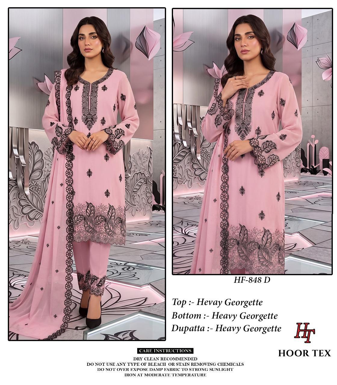 Hoor Tex 848 A To D Georgette Embroidered Salwar Kameez