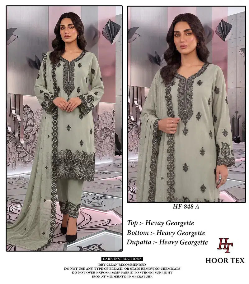 Hoor Tex 848 A To D Georgette Embroidered Salwar Kameez