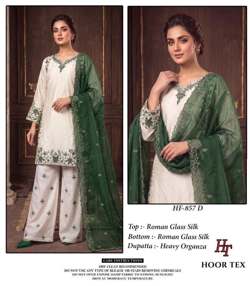 Hoor Tex 857 A To D Roman Glass Silk Embroidered Salwar Kameez