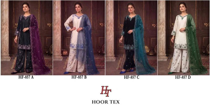 Hoor Tex 857 A To D Roman Glass Silk Embroidered Salwar Kameez