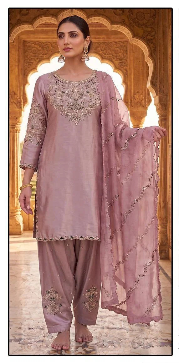 Hoor Tex 858 A To D Malai Satin Embroidered Salwar Kameez