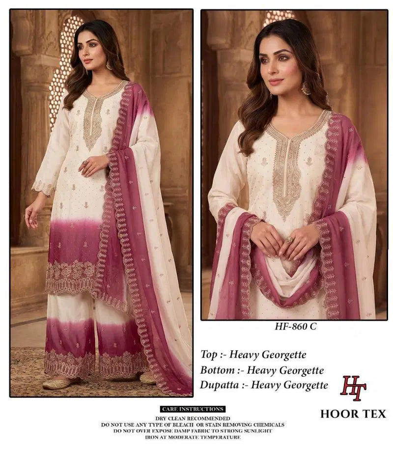 Hoor Tex 860 A To D Georgette Embroidered Salwar Kameez