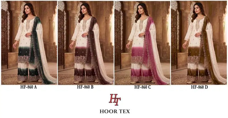 Hoor Tex 860 A To D Georgette Embroidered Salwar Kameez