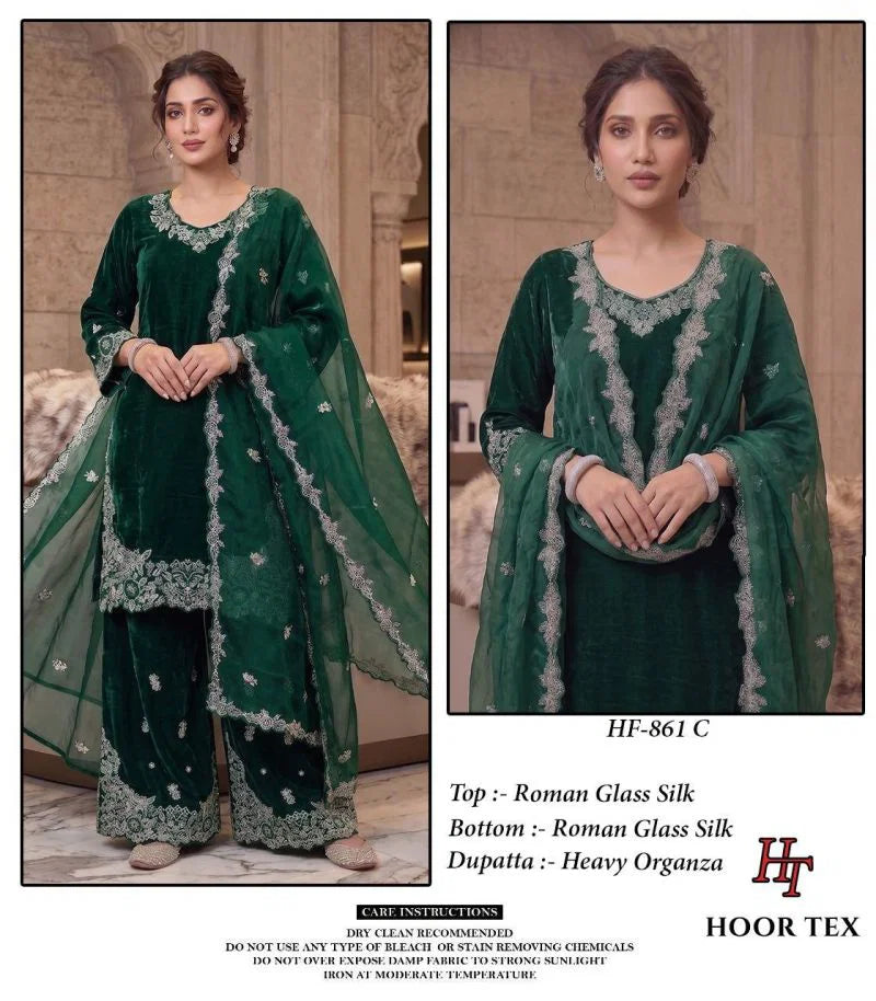 Hoor Tex 861 A To D Roman Silk Embroidered Salwar Kameez