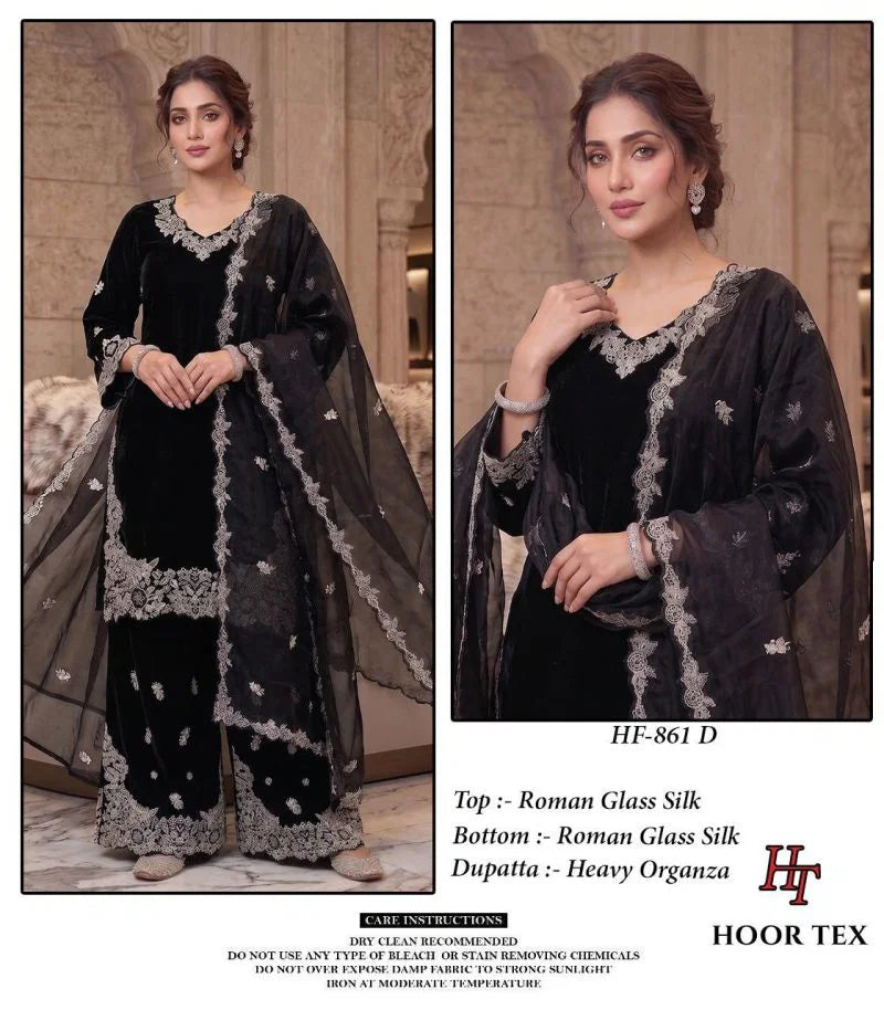 Hoor Tex 861 A To D Roman Silk Embroidered Salwar Kameez