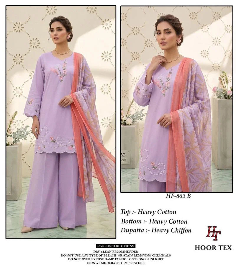 Hoor Tex 863 A To D Cotton Embroidered Salwar Kameez Collection