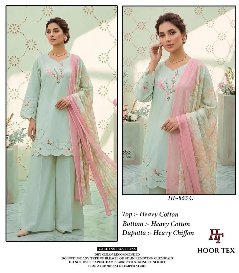 Hoor Tex 863 A To D Cotton Embroidered Salwar Kameez Collection