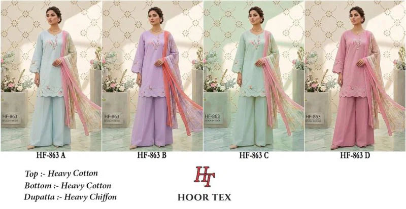 Hoor Tex 863 A To D Cotton Embroidered Salwar Kameez Collection