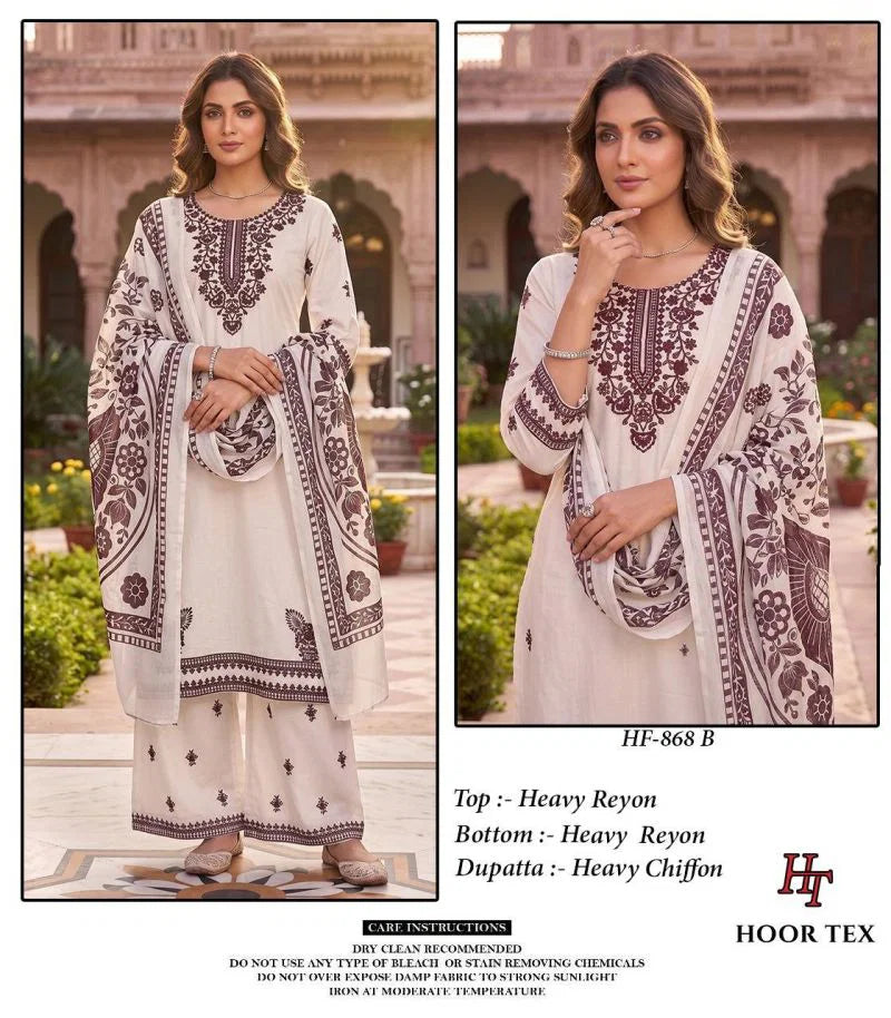 Hoor Tex 868 A To D Rayon Embroidered Salwar Kameez Collection