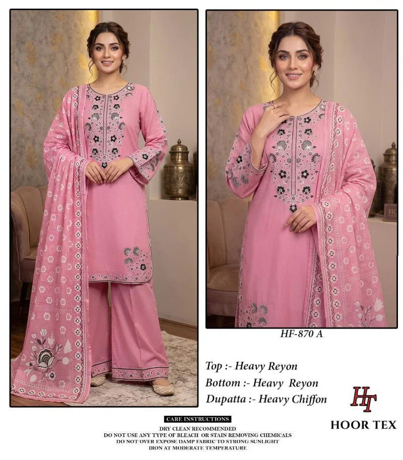 Hoor Tex 870 A To D Reyon Embroidered Salwar Kameez