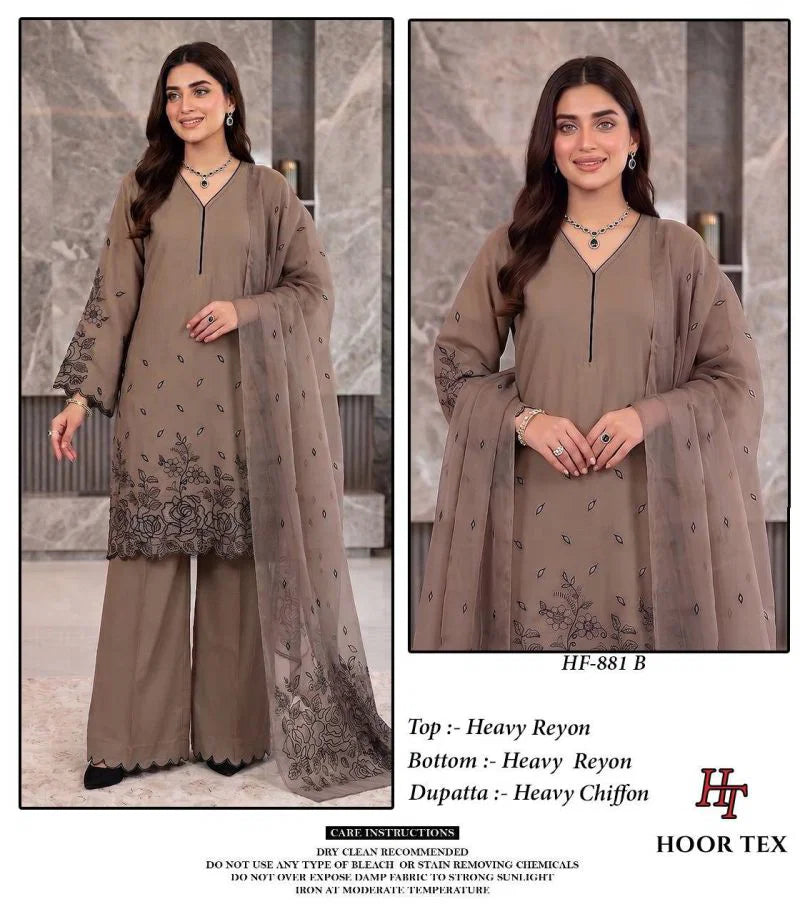 Hoor Tex 881 A To D Rayon Embroidered Salwar Kameez