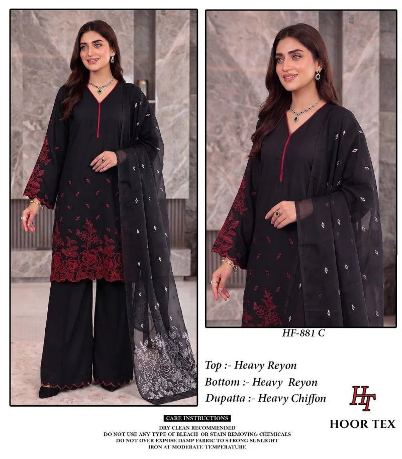 Hoor Tex 881 A To D Rayon Embroidered Salwar Kameez