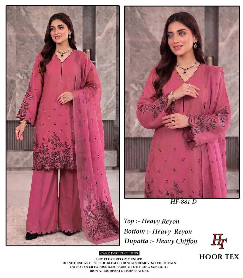 Hoor Tex 881 A To D Rayon Embroidered Salwar Kameez