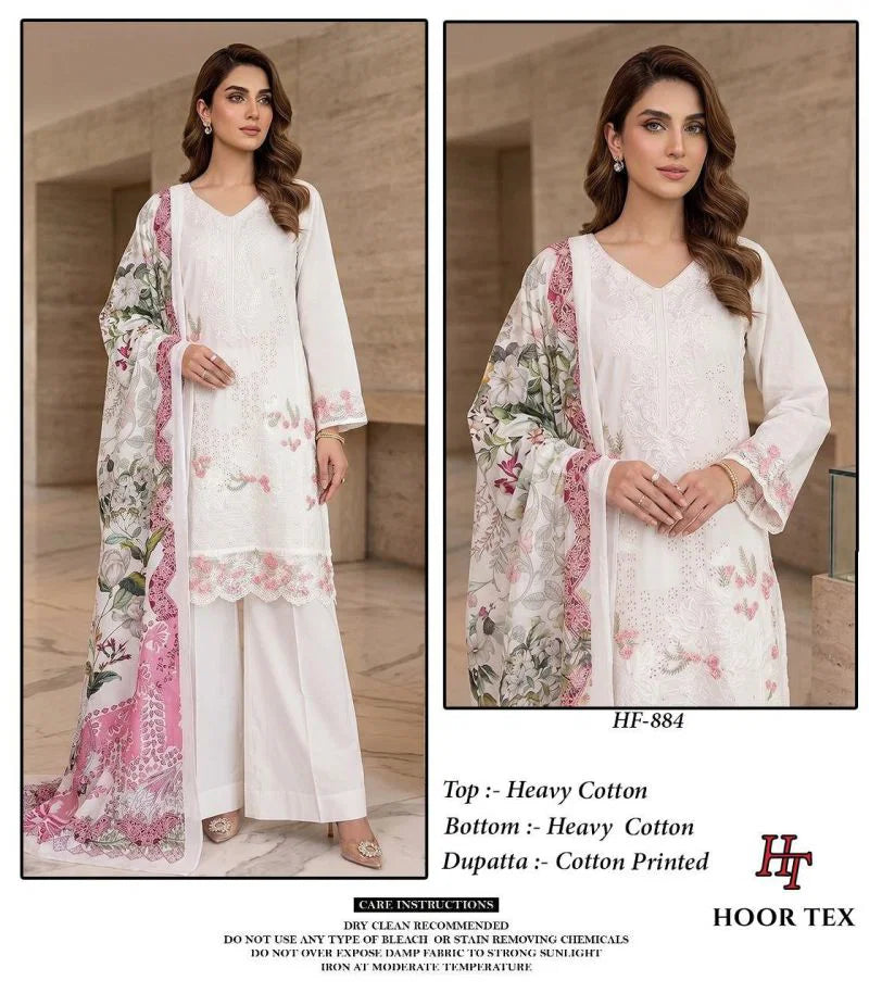 Hoor Tex 884 Cotton Printed And Embroidered Salwar Kameez