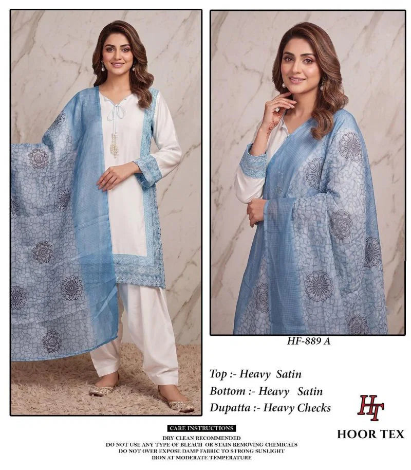Hoor Tex 889 A To D Satin Embroidered Salwar Kameez Collection