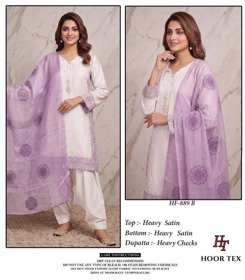 Hoor Tex 889 A To D Satin Embroidered Salwar Kameez Collection
