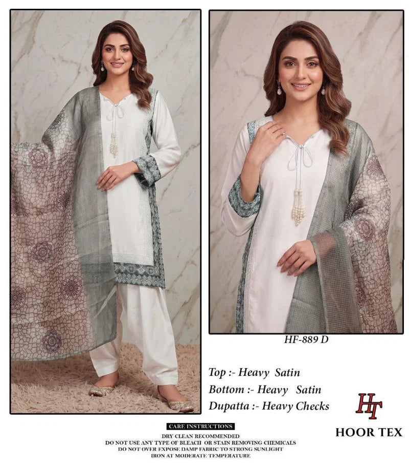 Hoor Tex 889 A To D Satin Embroidered Salwar Kameez Collection